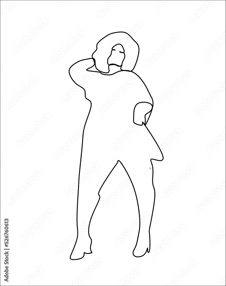 Blubbery woman face and body line art drawing Blubbery woman face and body line art drawing