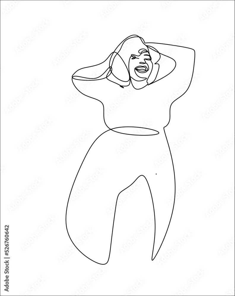 Blubbery woman face and body line art drawing Blubbery woman face and body line art drawing