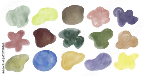 Watercolor set of abstract hand painted forms © Sonya illustration