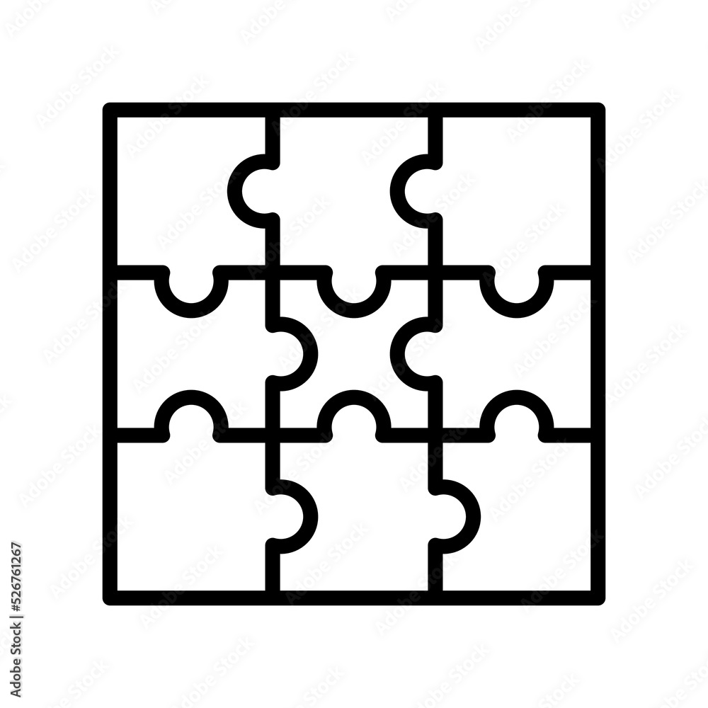 Puzzle icon. Puzzle pieces, task symbol, participation or team in business. Isolated vector illustration on white background. Puzzle icon. Puzzle pieces, task symbol, participation or team in business. Isolated vector illustration on white background.