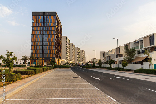 Dubai, UAE - 08.16.2022 - Buildings in The pulse residence, Dubai South. City © Four_Lakes