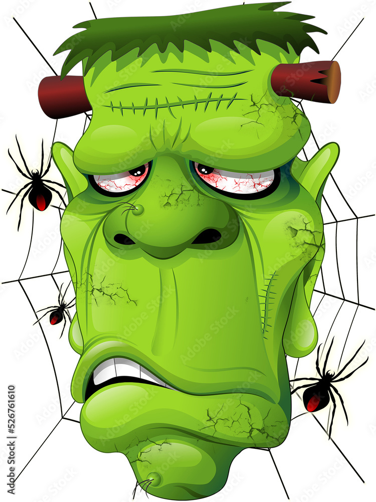 Frankenstein Ugly Monster Halloween Cartoon Character Monster Portrait
