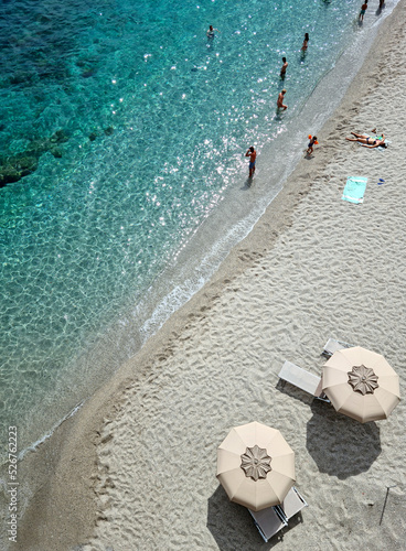 Spotorno beach near Bergeggi with its picturesque beaches and the colors of the Mediterranean sea.

