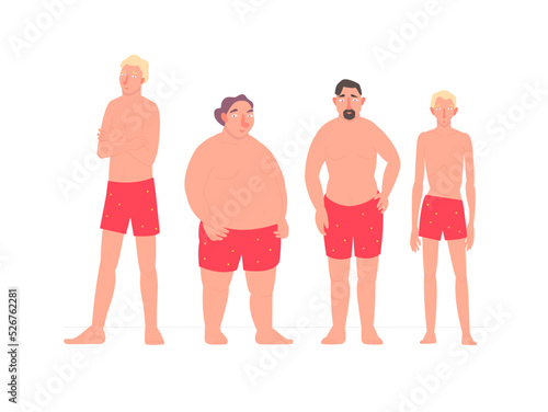 Diverse people with different bodies. Vector illustration