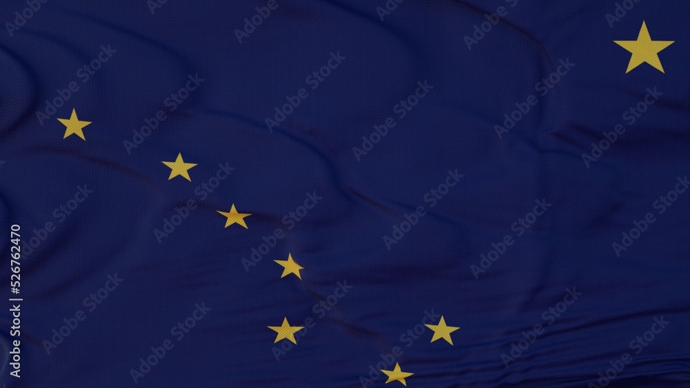 Flag of Alaska state, region of the United States, waving at wind. 3d illustration Flag of Alaska state, region of the United States, waving at wind. 3d illustration