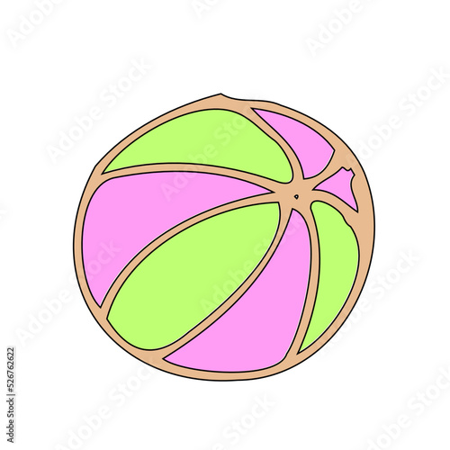 Doodle hand drawn illustration, ball for game, Beach volleyball, for travel, trip, vacation, relaxation, isolated on the white background