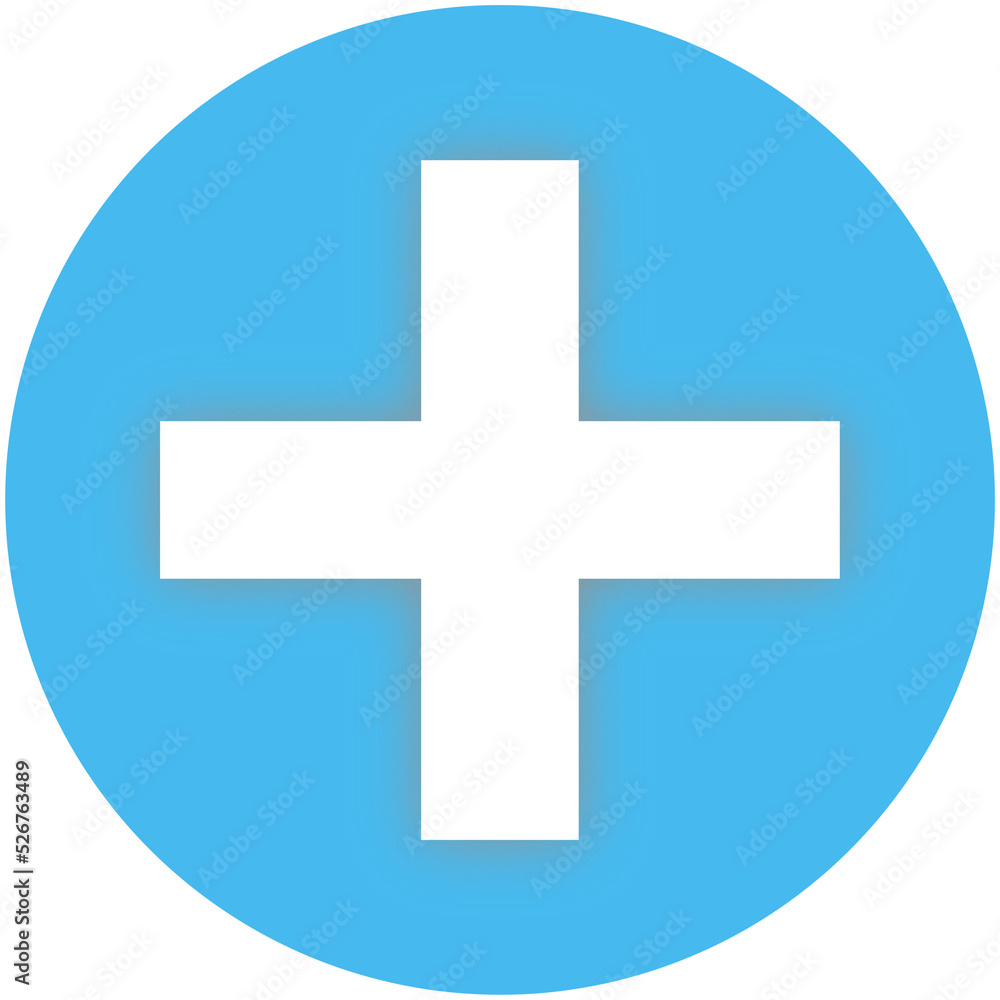 Math plus sign inside a blue circle frame. Math plus sign inside a blue circle frame.