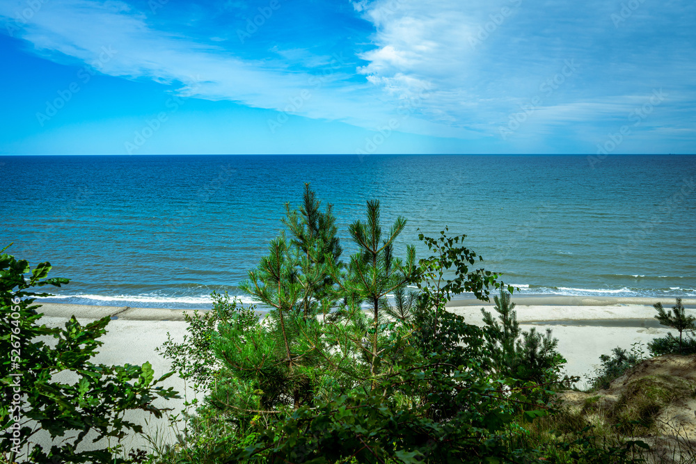 View from a high cliff to the beach on the Baltic Sea View from a high cliff to the beach on the Baltic Sea