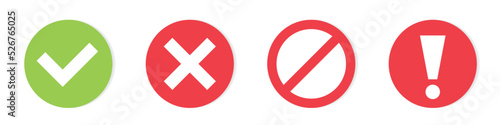 accepted, rejected, yes, no, ban, exclamation signs - vector illustration
