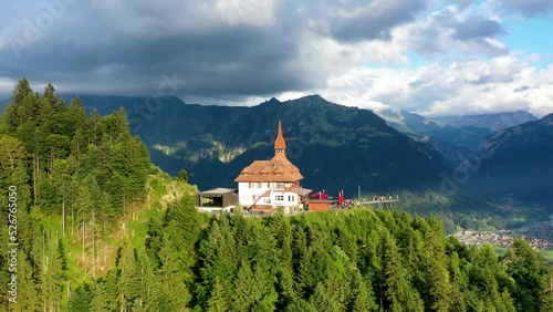 Wallpaper Mural Beautiful top of Harder Kulm in Swiss Interlaken in summer sunset. Turquoise Lake Thun and Brienz in background. Stunning scenery on top of Harder Kulm over Interlaken. Berner Oberland, Switzerland Torontodigital.ca