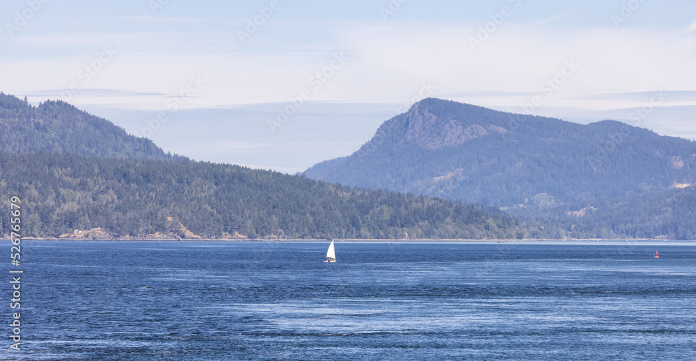 Canadian Landscape by the ocean and mountains. Summer Season. Gulf Islands near Vancouver Island, British Columbia, Canada. Canadian Landscape.