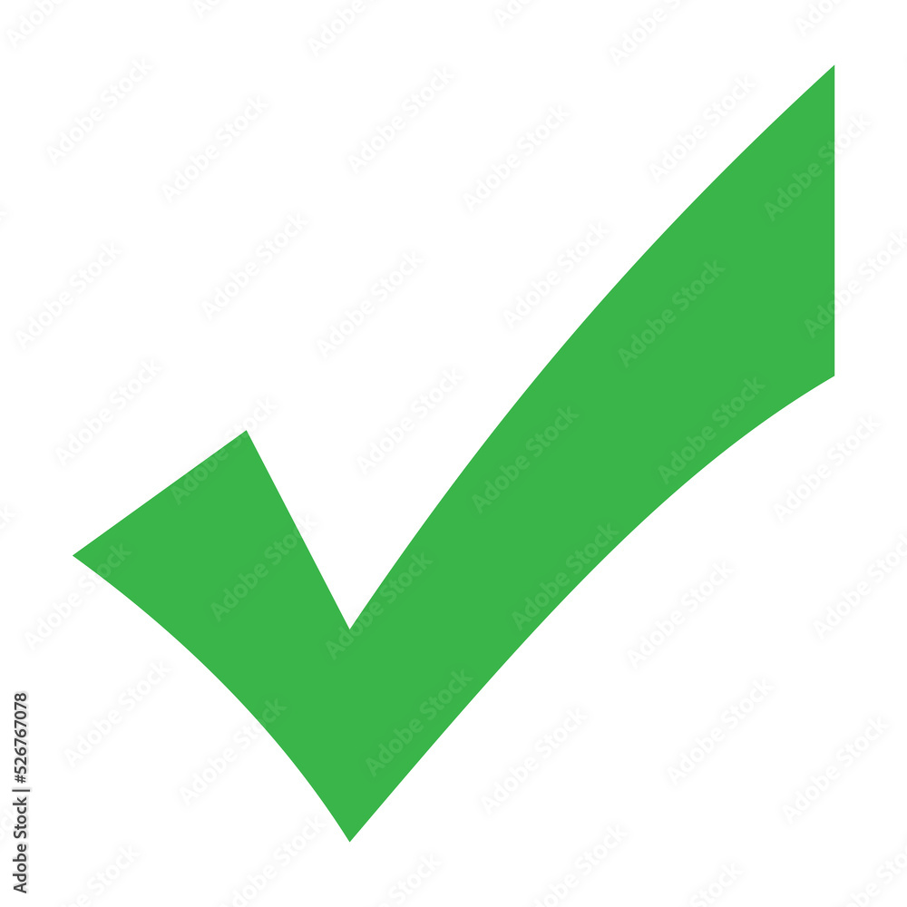 Check mark green pointed icon.