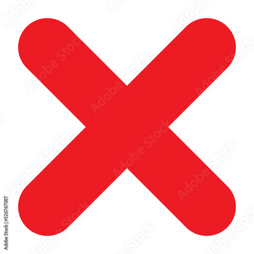 Cross sign element red grunge x icon