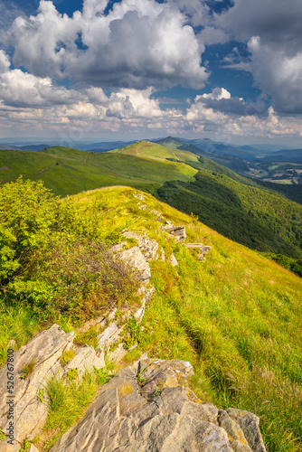 Summer views in the Bieszczady Mountains - views of the mountain ranges and lakes. photo