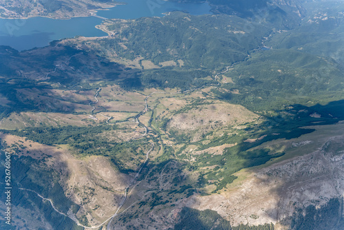 Capannelle pass road from south, aerial, Italy