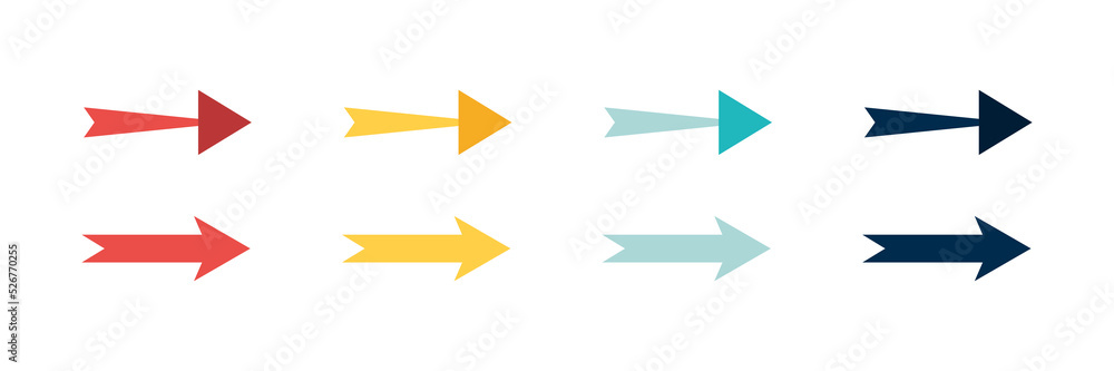 Arrow icon set. Colored arrow symbols. Arrow of different types. Arrow isolated vector graphic elements. Arrow icon set. Colored arrow symbols. Arrow of different types. Arrow isolated vector graphic elements.