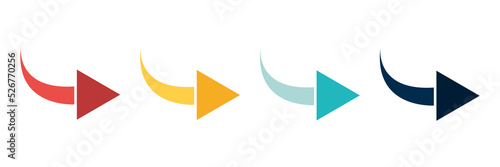 Arrow icon set. Colored arrow symbols. Arrow of different types. Arrow isolated vector graphic elements. 