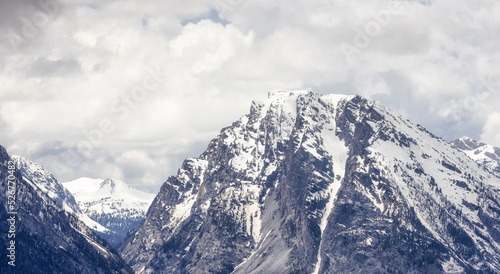 Snow Covered Mountains in American Landscape. Spring Season. Grand Teton National Park. Wyoming  United States. Nature Background.