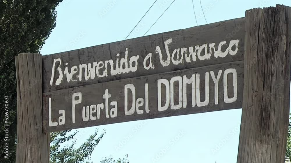 Welcome Sign in Varvarco Village, with Slogan Welcome Sign in Varvarco Village, with Slogan