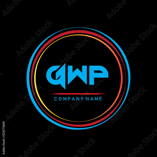 GWP Letter Logo Design.GWP Creative Letter Logo.Simple And Modern Letter Logo.GWP Alphabet Logo For Business.GWP Letter Logo Design On Black Background. photo