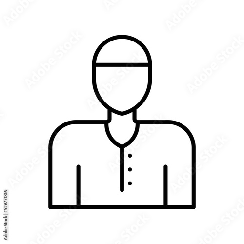 Muslim man icon in black outline style