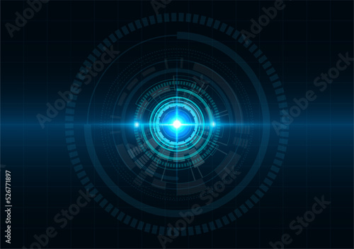 Blue circle and circuit grid line technology abstract technology innovation concept vector background