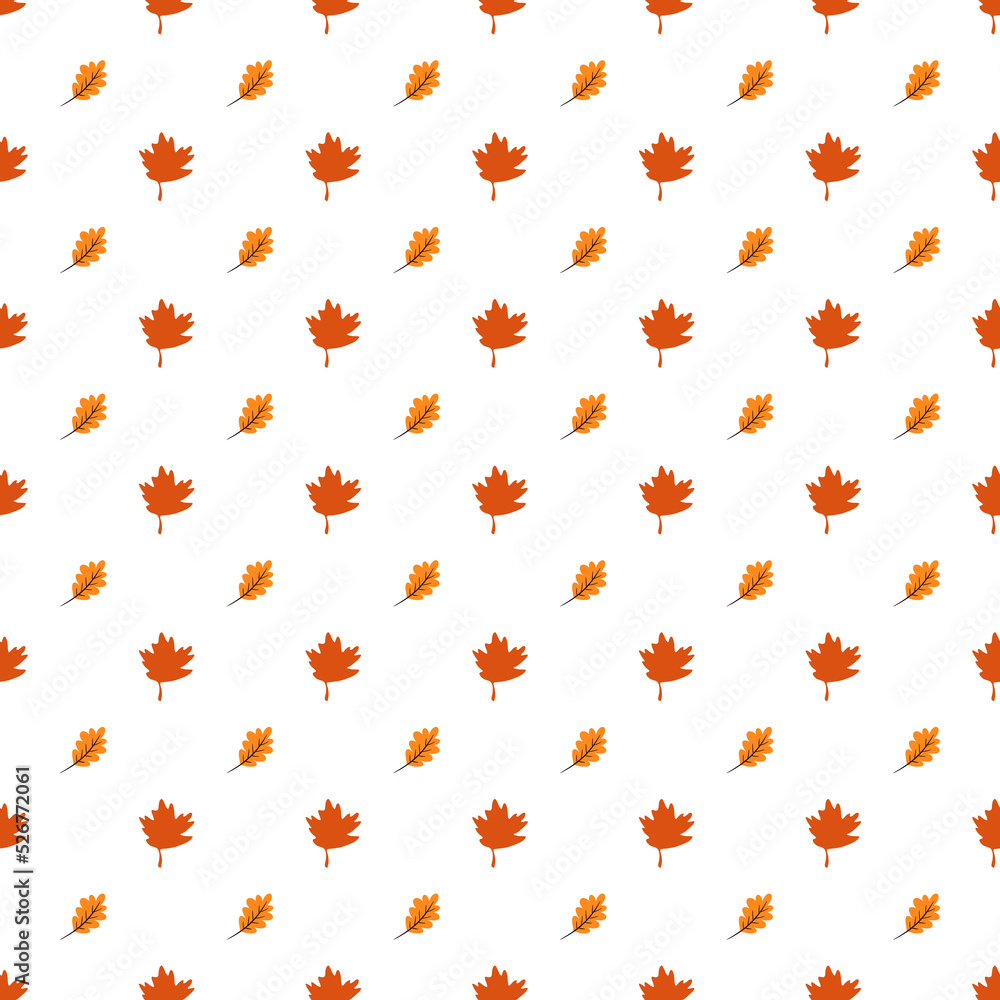 Autumn seamless pattern. Orange and yellow leaves. Great for paper, design of sketchbook, textile, gift wrap. 