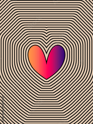 Heart Pattern line art/ illustration/ background in vibrant color gradient palette.