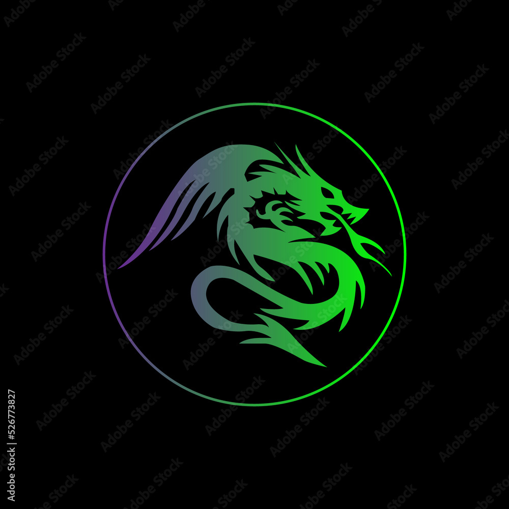 Fototapeta premium dragon gradient logo in purple and green colour