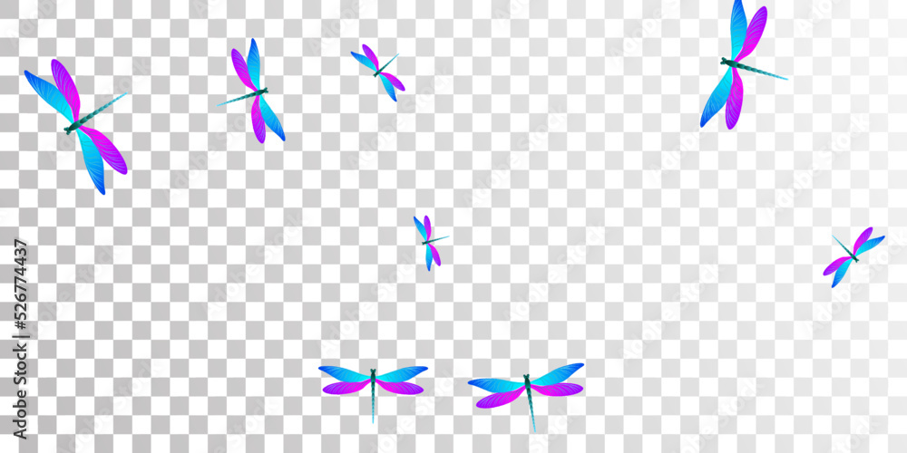Tropical blue purple dragonfly cartoon vector illustration. Summer ...