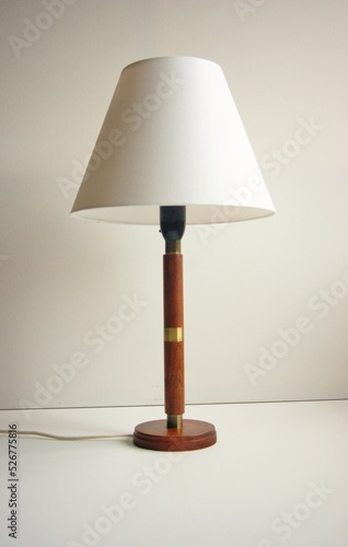 Teak table lamp with brass decoration 1960s