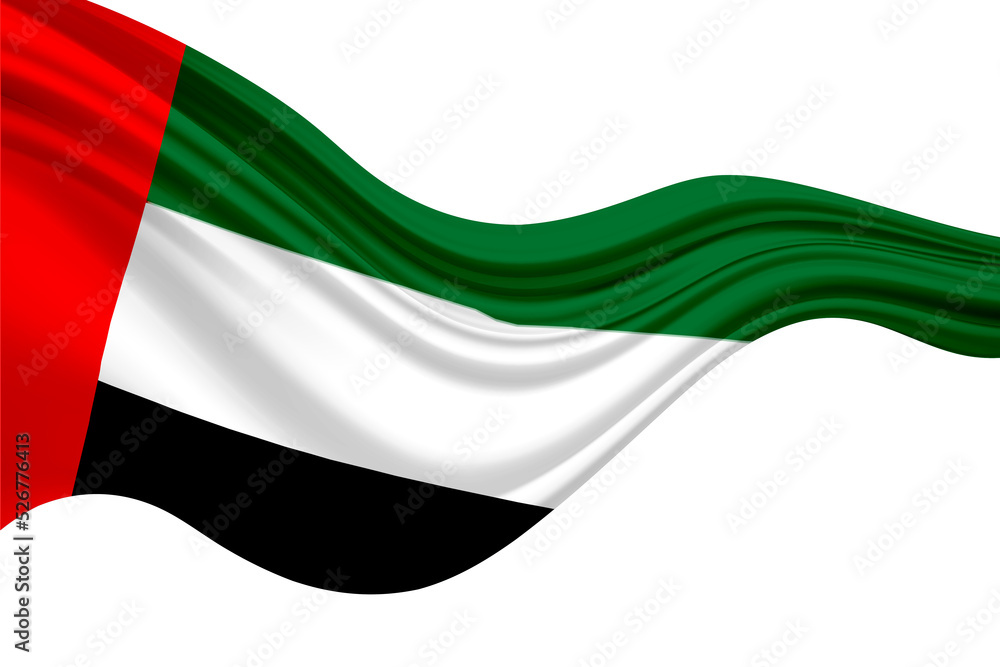 Uae Flag On A White Background With Space For Text On The Right Stock 