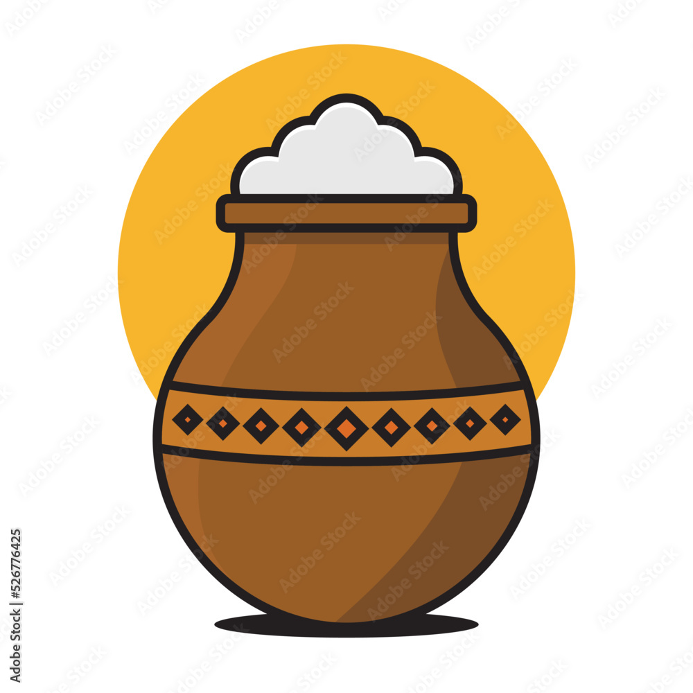 happy pongal holiday harvest festival of south india logo icon design flat vector illustration