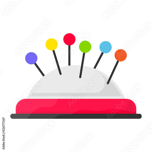 Dressmaker equipment vector icon design, Glamour and beauty symbol, Haute couture Sign, Fashion Show and Exhibition stock illustration, Needlework pincushion Concept