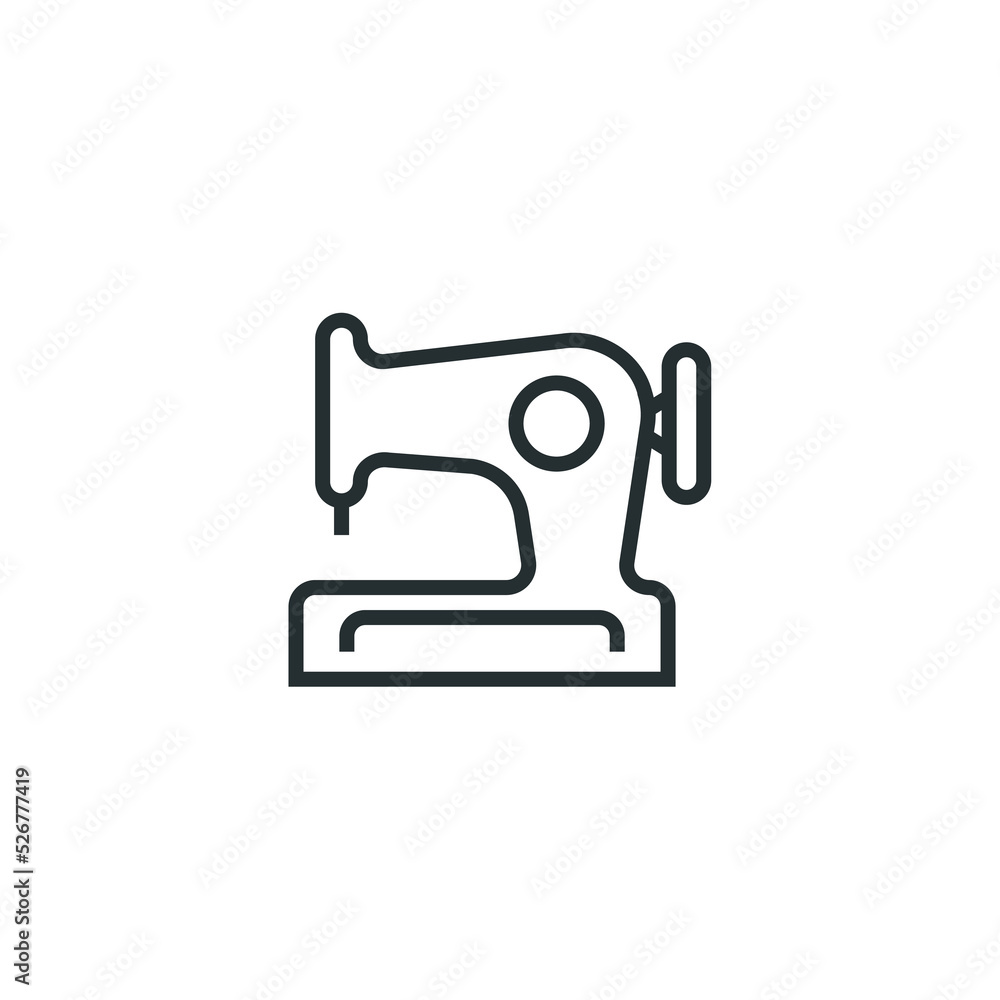 Vector sign of sewing machine symbol is isolated on a white background. sewing machine icon color editable. Vector sign of sewing machine symbol is isolated on a white background. sewing machine icon color editable.