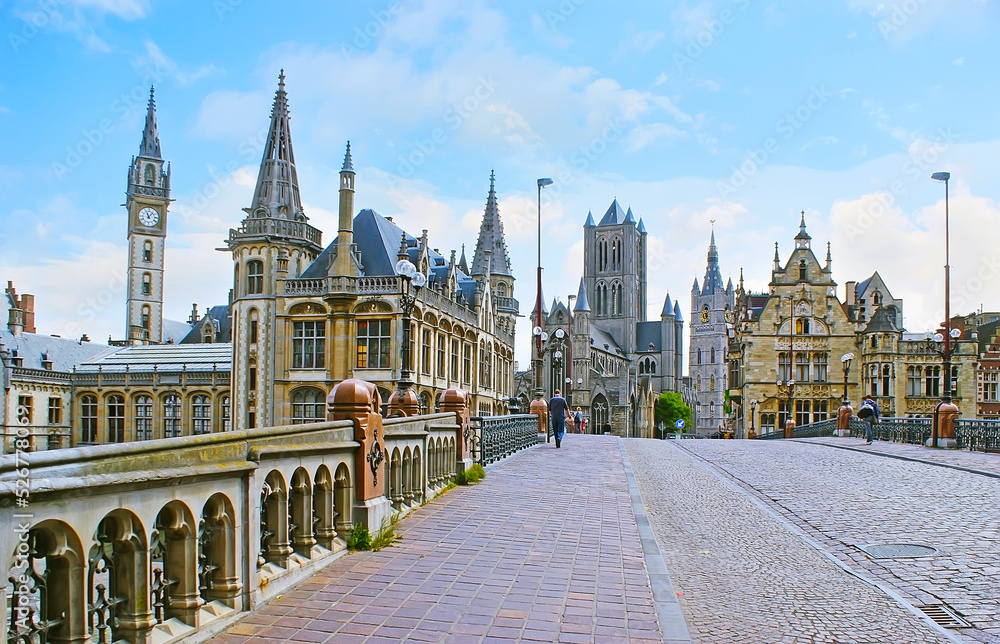 On the St Michael's Bridge in Ghent, Belgium