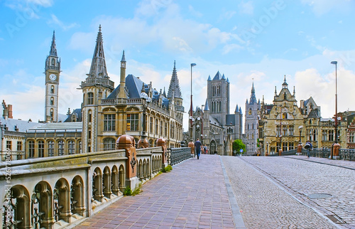 On the St Michael's Bridge in Ghent, Belgium photo