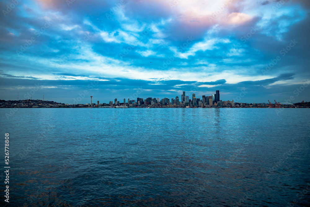 seattle skyline from alki beach seattle skyline from alki beach