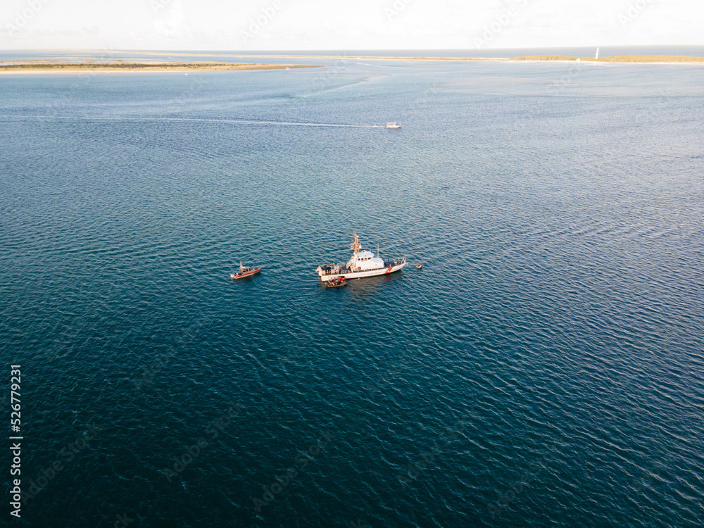 Coast Guard Cutter Anchored off Cape Lookout in North Carolina