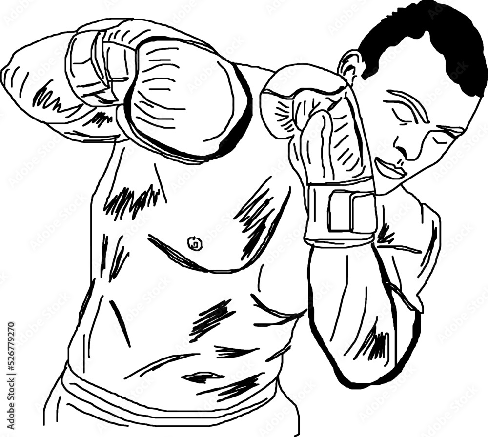 Boxing player vector, Boxer cartoon doodle clip art, Boxing player