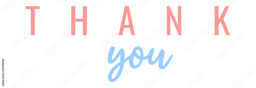 Thank You Hand Lettering. Typography Design Inspiration. Pink and blue colored. On a white background. Vector Thank You Hand Lettering. Typography Design Inspiration. Pink and blue colored. On a white background. Vector