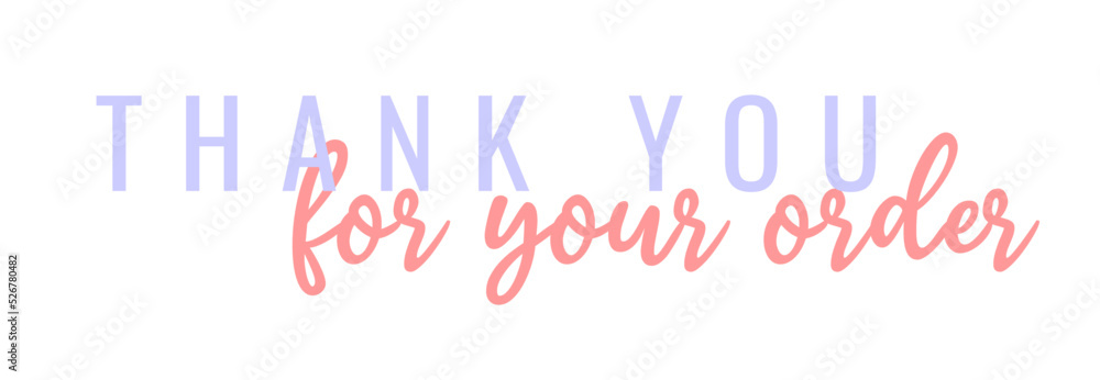Thank You Hand Lettering. Typography Design Inspiration. Pink and blue colored. On a white background. Vector