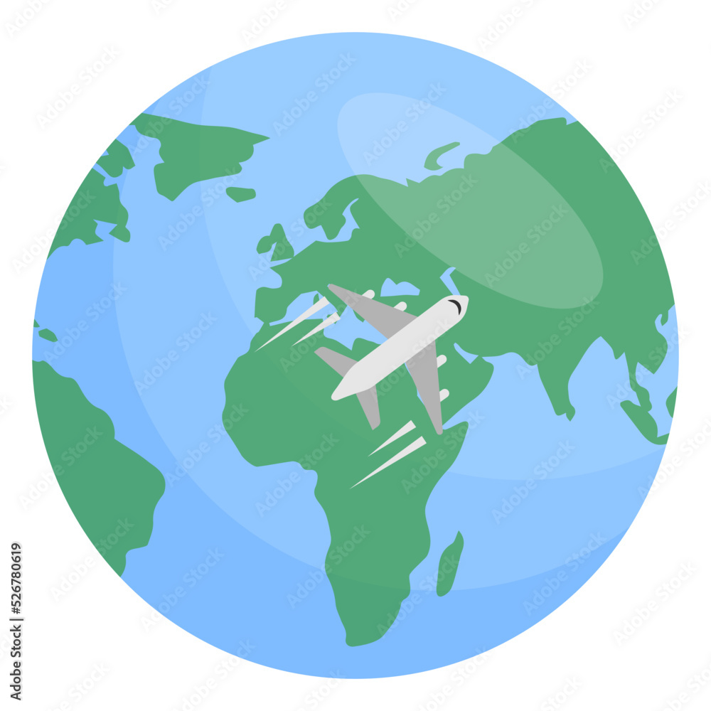 Plane Flying Around The World Vector Design Illustration Planes Flying Around Planet Earth 