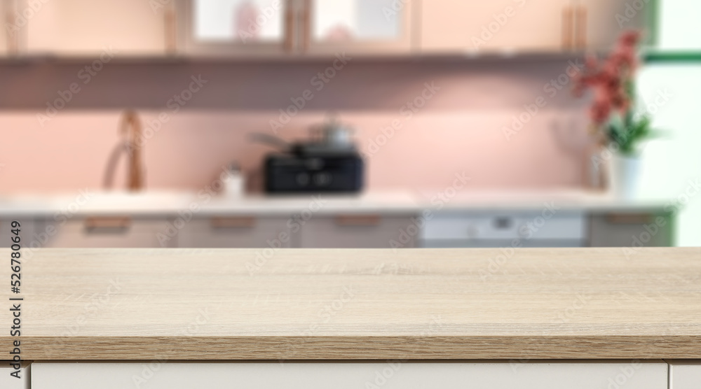 Desk of free space and kitchen interior. Desk of free space and kitchen interior.