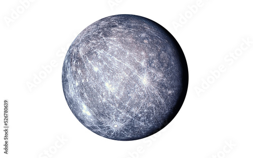 Mercury planet isolated in black