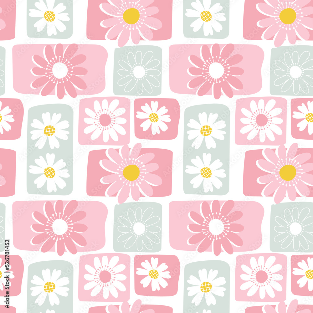 Daisy dream pattern with beautiful pastel color, trendy floral seamless pattern