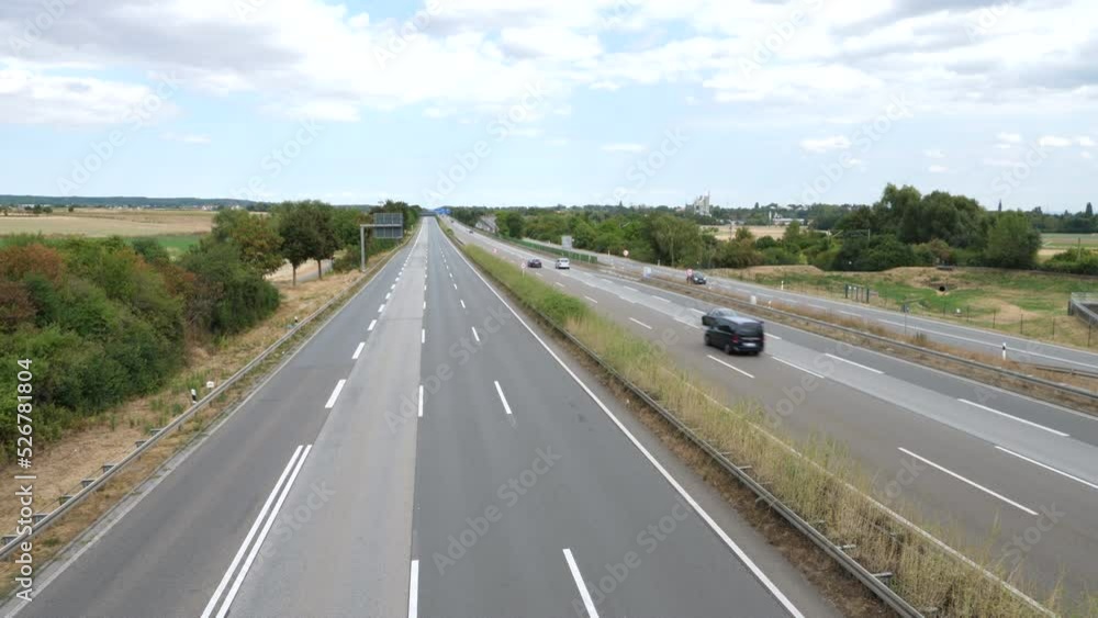 Empty lane on German highway A66 - high-angle view Empty lane on German highway A66 - high-angle view
