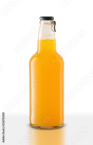 glass bottle with orange drink