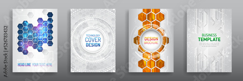 Science cover design for business presentation. Hi-tech brochure flyer template. Abstract futuristic design concept. Technology background design, booklet, leaflet, annual report layout.