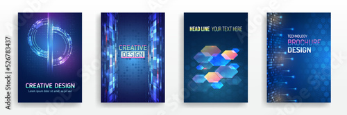 Technology background design, booklet, leaflet, annual report layout. Science cover design for business presentation. Hi-tech brochure flyer template. Abstract futuristic design concept.